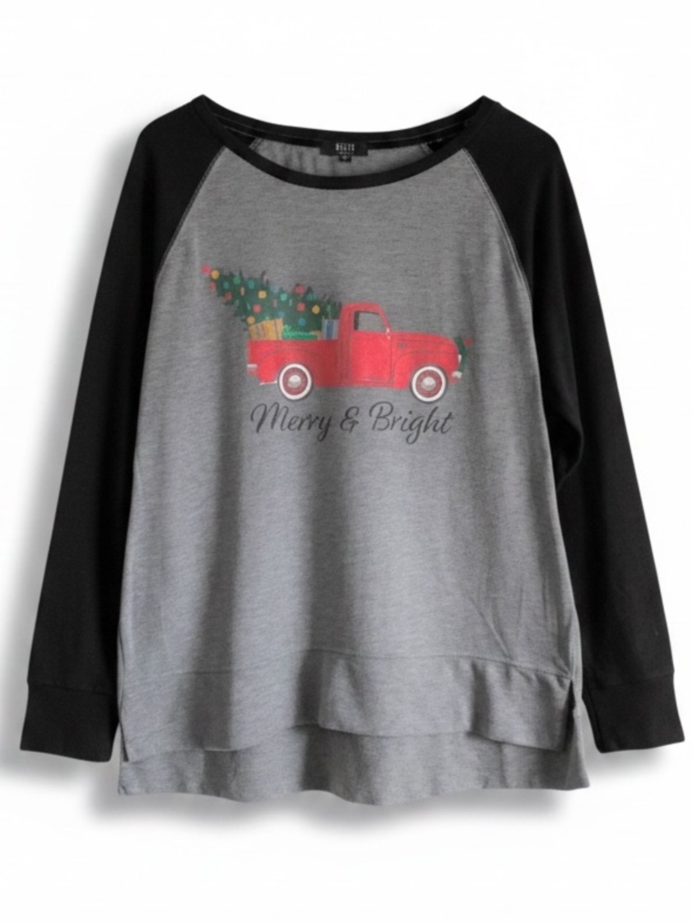 MODERN CANVAS Christmas Raglan Graphic Top Large EUC